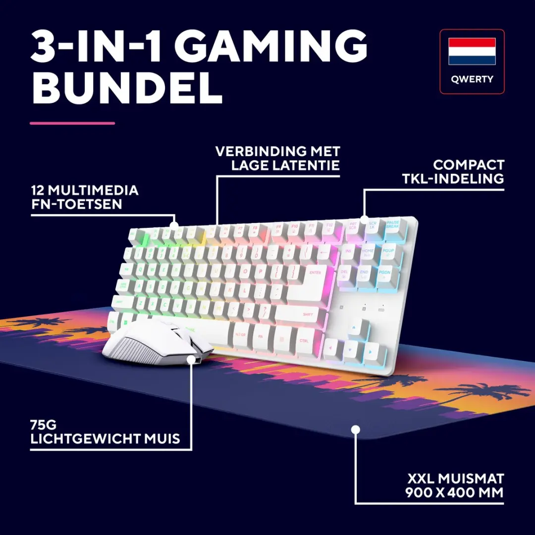 Trust GXT 882 Miami 3-in-1 Gaming Set - Wit - afbeelding 4 van 6