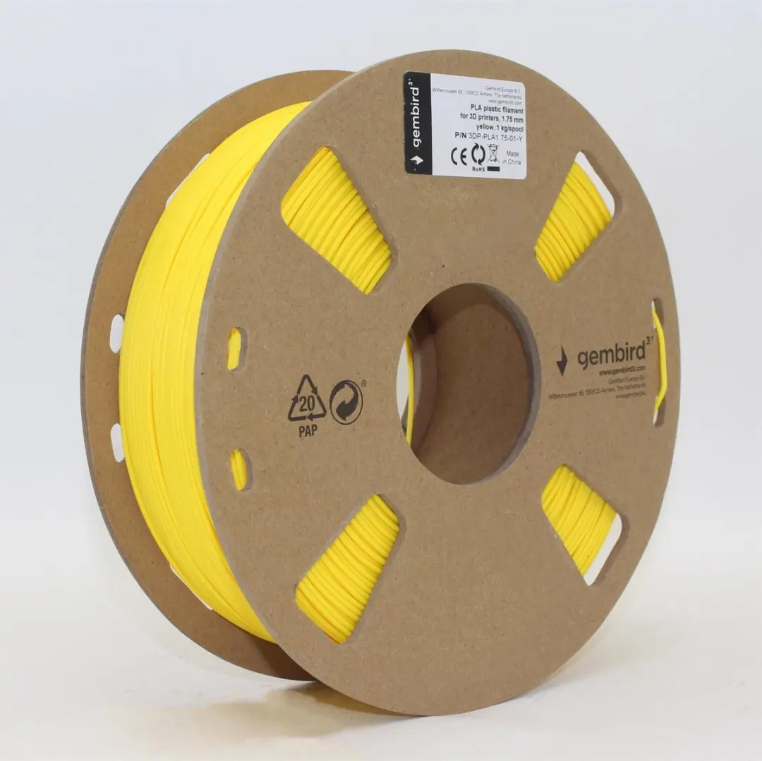 Gembird PLA Filament 1.75mm 1kg - Geel - afbeelding 2 van 3