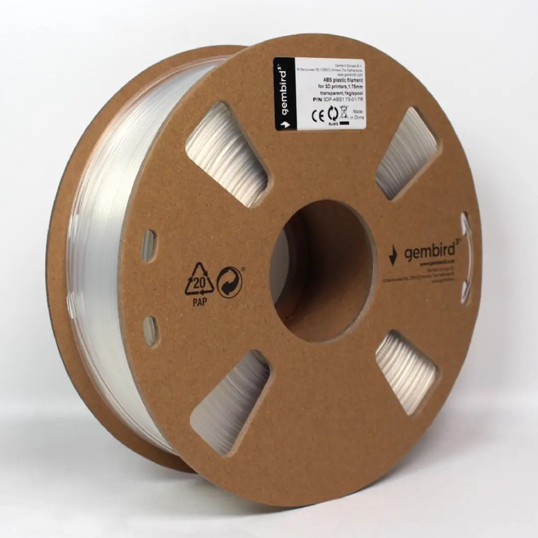 Gembird 3DP-ABS1.75-01-TR ABS Filament - Transparant - afbeelding 2 van 5
