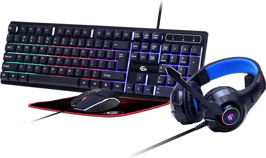 Gembird GGS-UMGL4-02 toetsenbord Inclusief muis USB QWERTY Amerikaans Engels Zwa