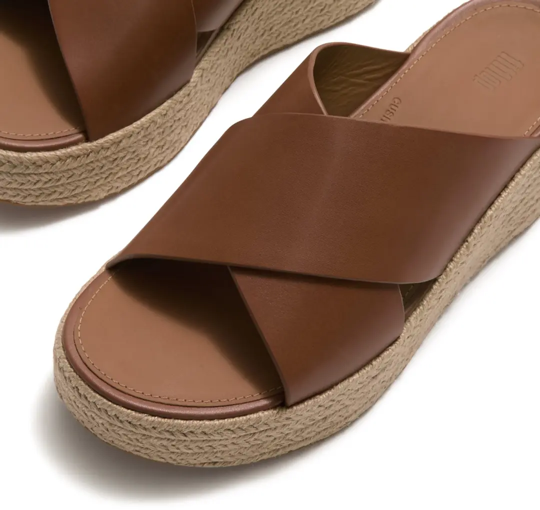 FitFlop Platfforms Espadrille Leather Wedge Cross Slides BRUIN