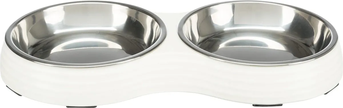 Trixie Voerbak Kat Dubbel Melamine/RVS - Blauw