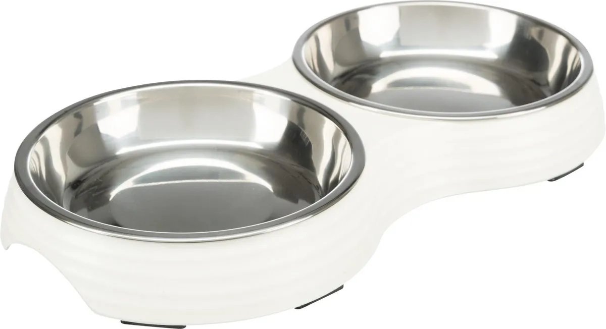 Trixie Voerbak Kat Dubbel Melamine/RVS - Blauw