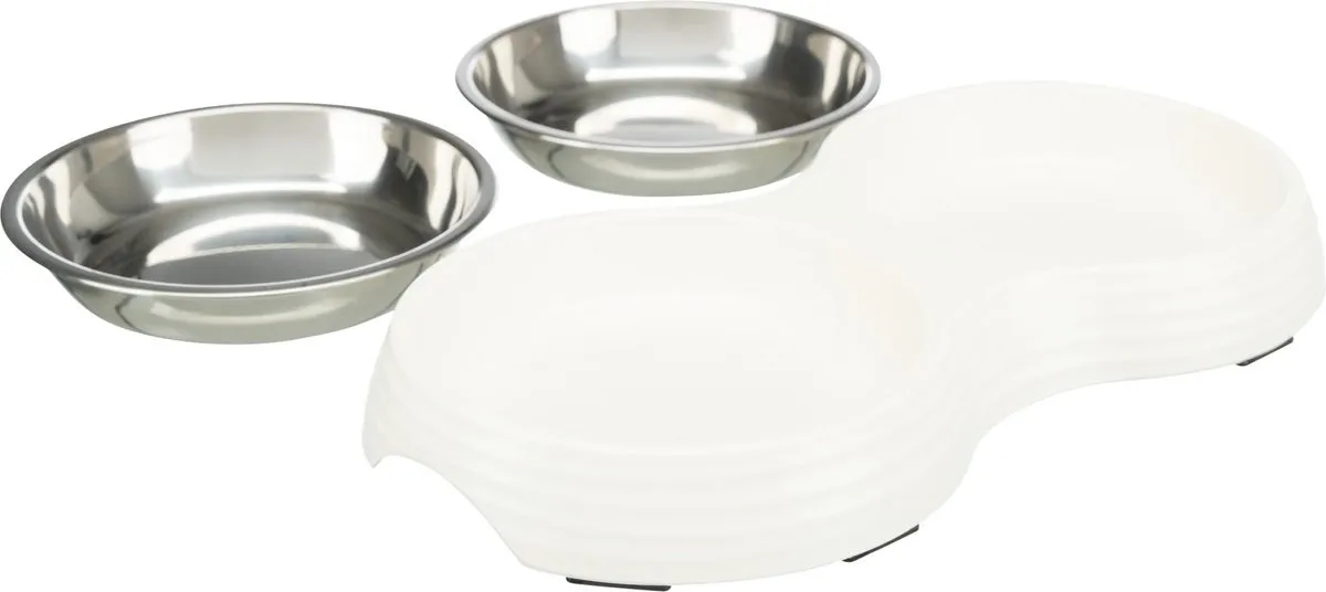Trixie Voerbak Kat Dubbel Melamine/RVS - Blauw