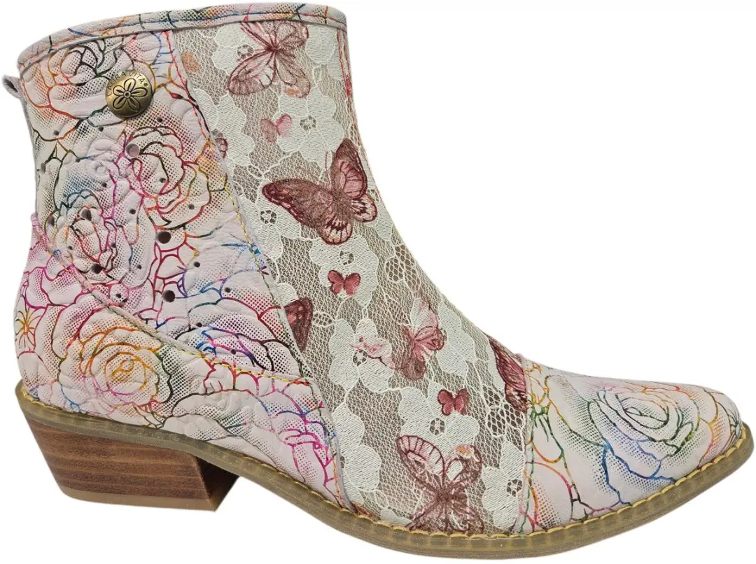 Laura Vita Hicnio 23 Poudre Enkellaarsjes Roze Leer en Mesh Dames