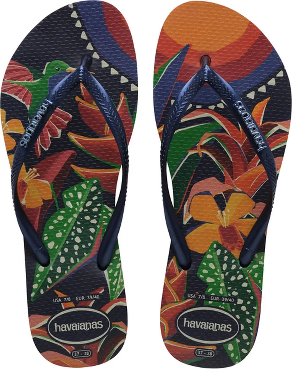 HAVAIANAS SLIM TROPICAL Navy blue-41-42