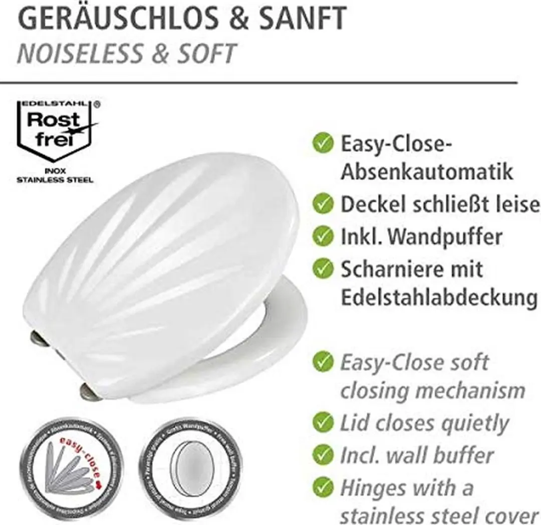 Wenko WC-bril Schelp Soft-Close - Wit - afbeelding 3 van 6