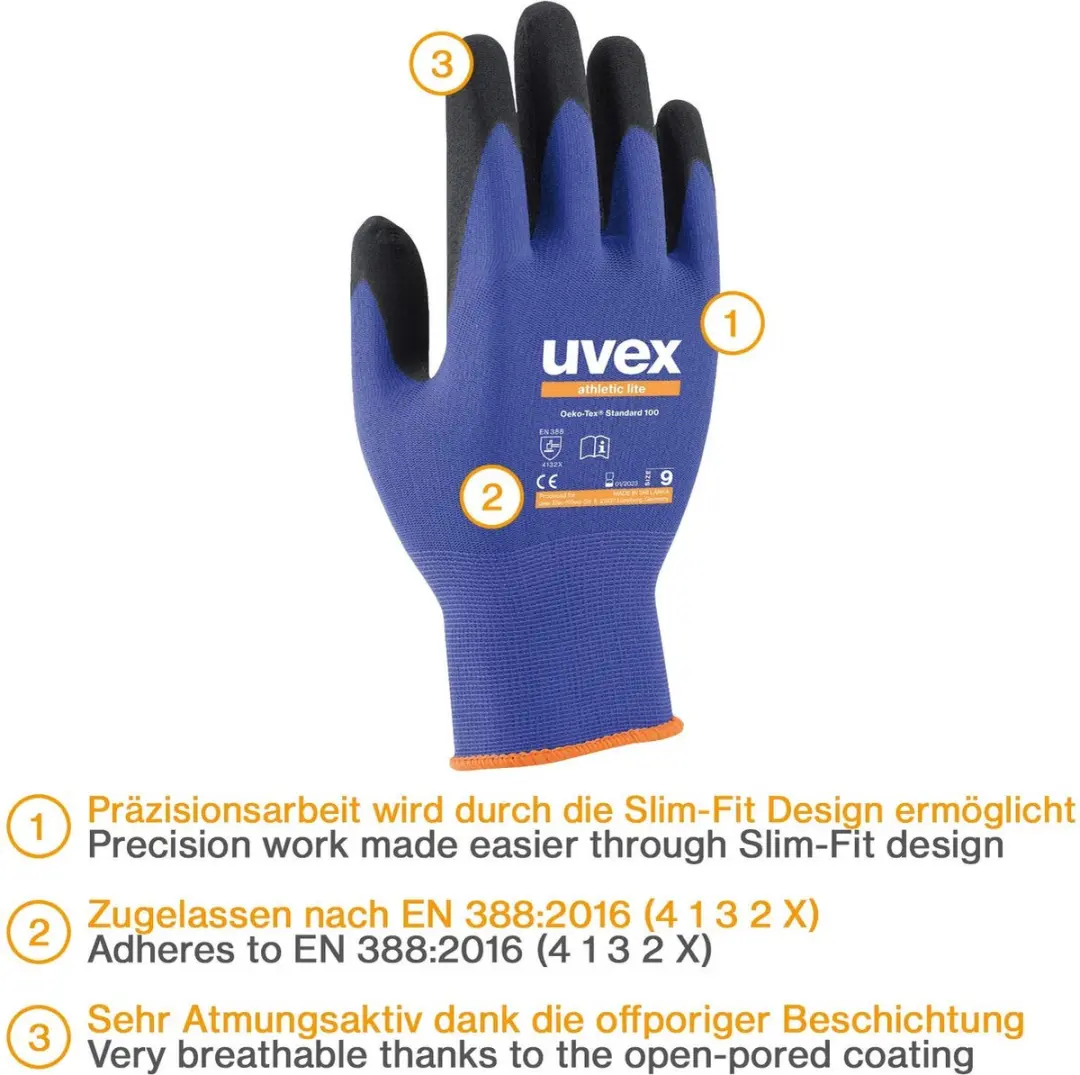 Uvex Athletic Lite Werkhandschoen - Maat 6 (XS) - afbeelding 4 van 6