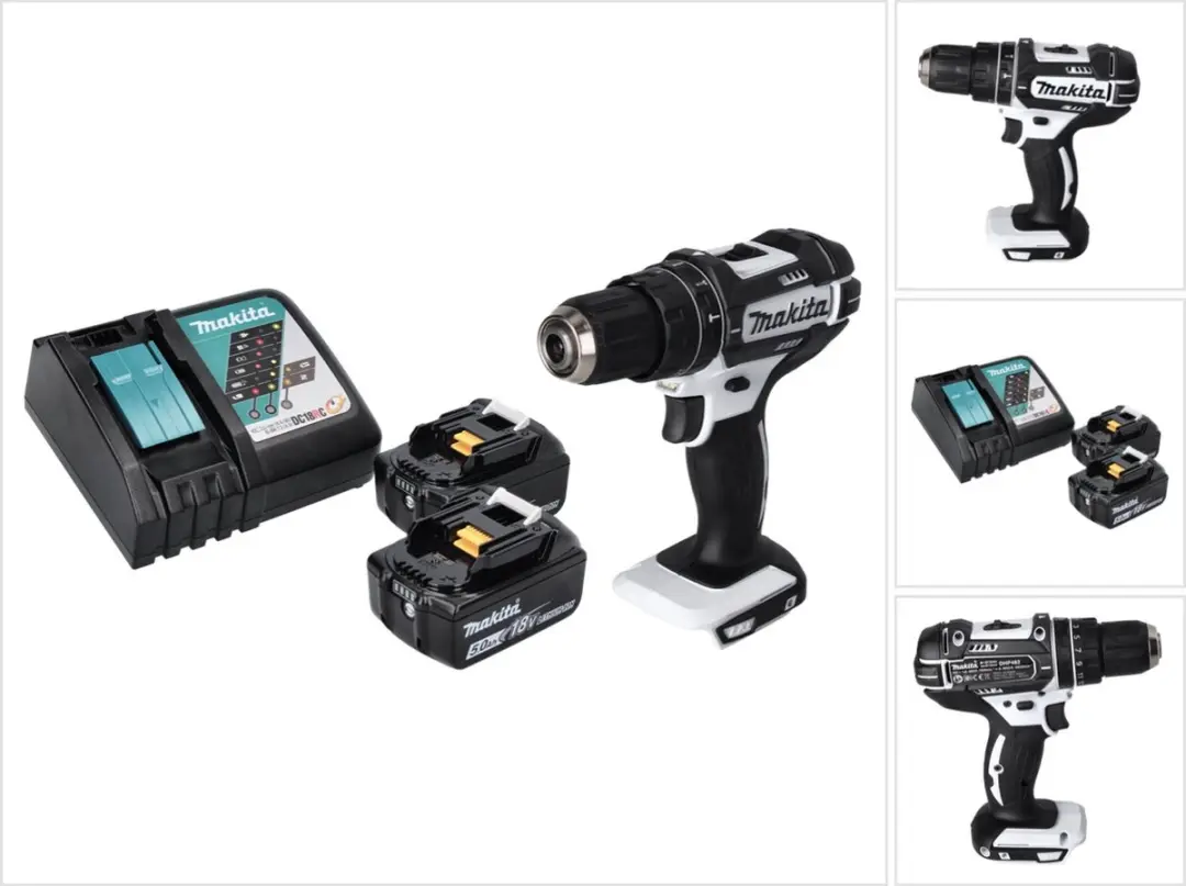 Makita DHP 482 RT W accu-slagboormachine 18 V 62 Nm + 2x accu 5,0 Ah + oplader