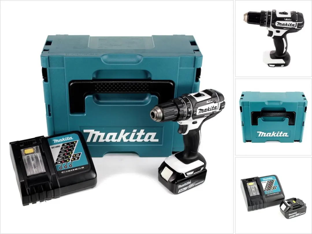 Makita DHP 482 RF1J W accu-klopboorschroevendraaier 18 V 62 Nm + 1x accu 3,0 Ah