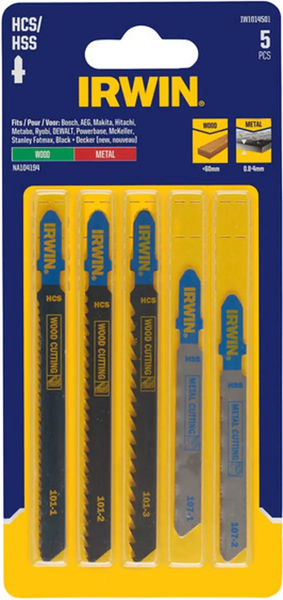 Irwin Decoupeerzaagbladen Set 5-delig - Hout/Metaal - T-aansluiting - afbeelding 2 van 2