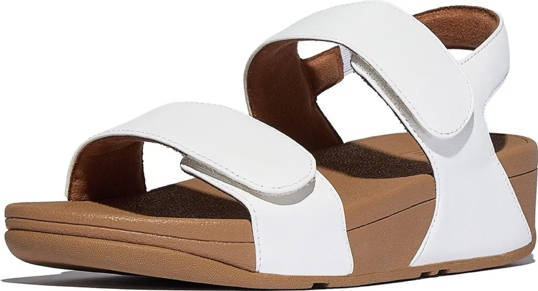 Fitflop Sandaal Lulu Adjustable Leather Black-Strap Sandals Urban White
