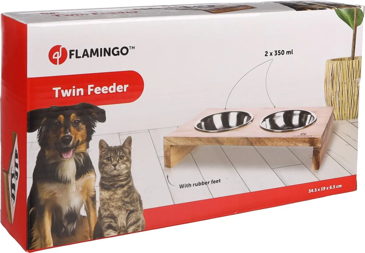 Flamingo Kato Duo Dinner Staander - Eet- en drinkset 2x350ml - 13cm