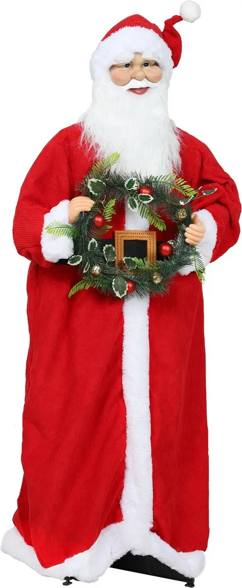 HOMCOM-Kerstdecoratie Kerstman-Polyester-47x30x110cm-Rood