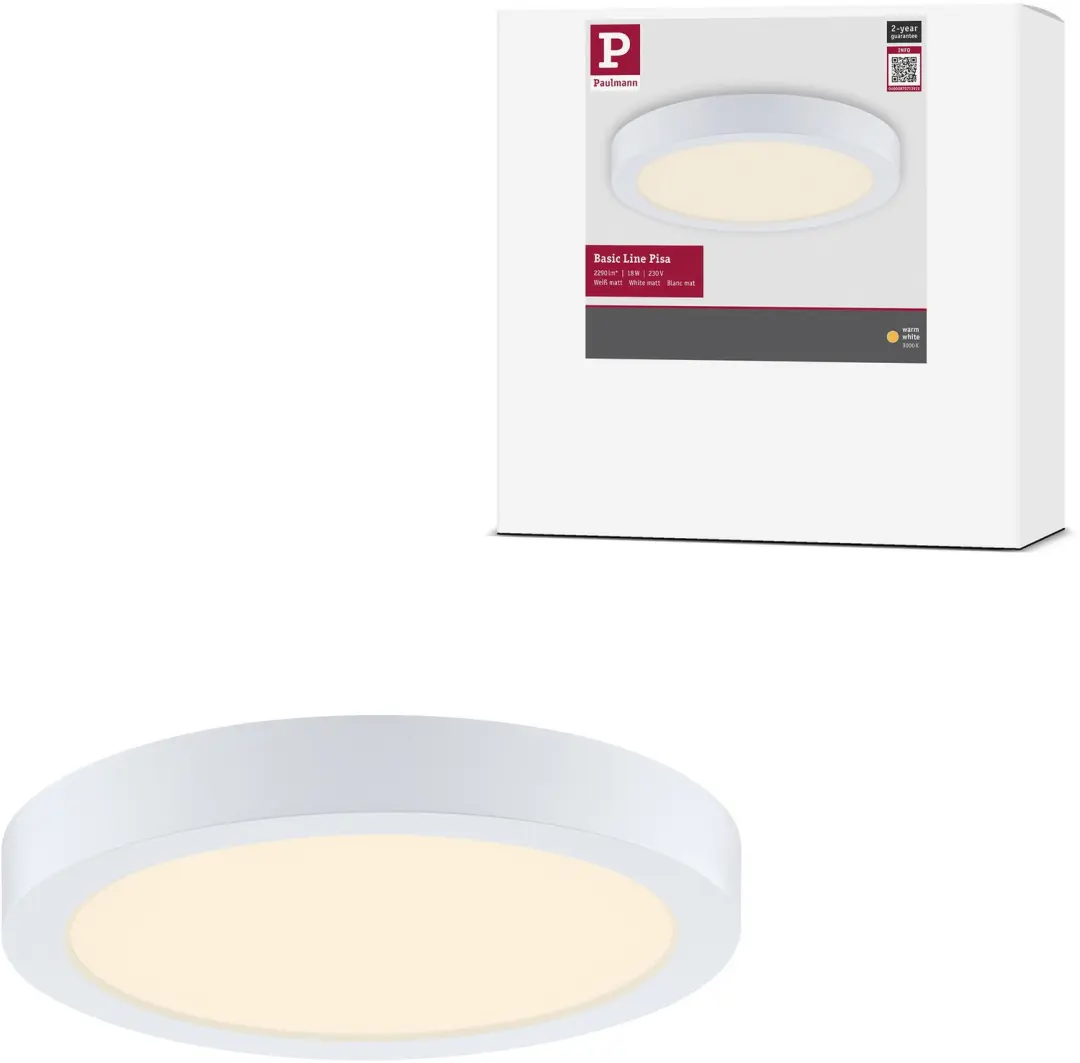 LED-paneel Pisa 3000K 290 mm 1800lm 17,6W Wit mat