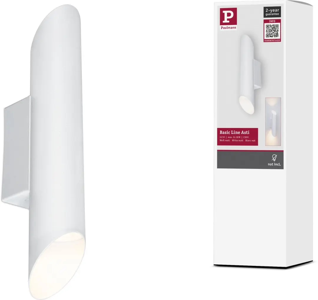 Wandlamp Asti GU10 230V max. 2x10W Wit mat