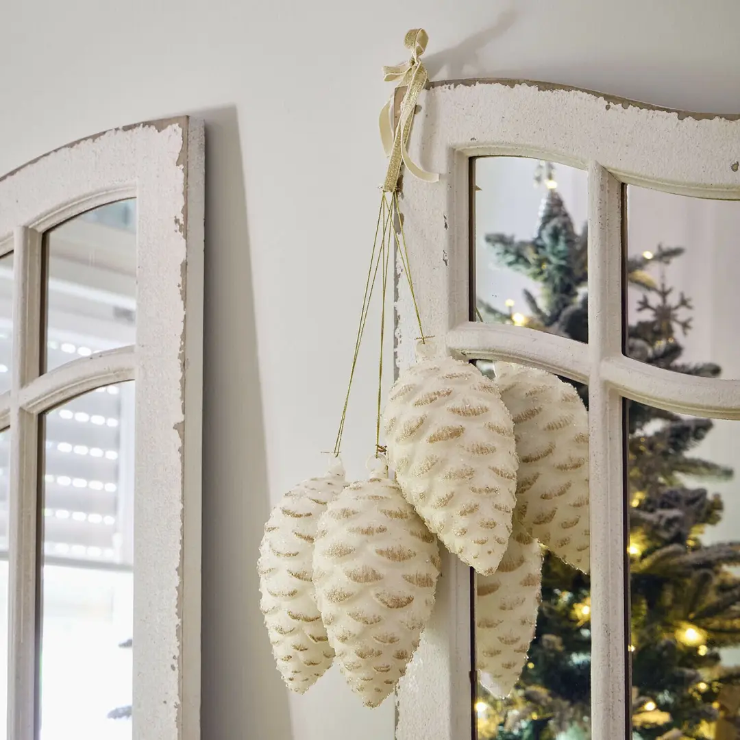 Loberon Salles Hanger Set van 3 - Wit/Goudkleurig - afbeelding 5 van 6
