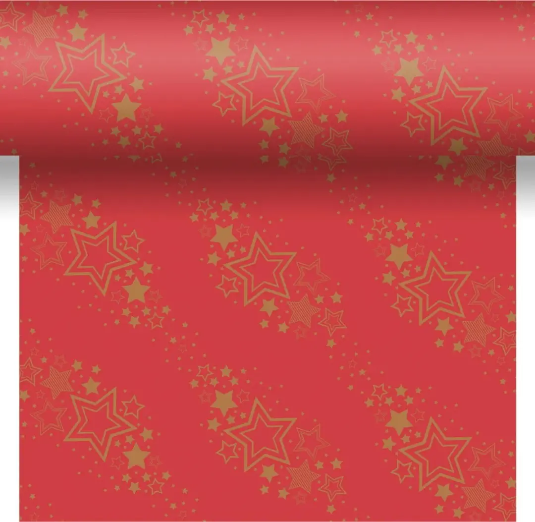 Duni Dunicel 3-in-1 Tafelloper Holiday Star 40x480cm Rood