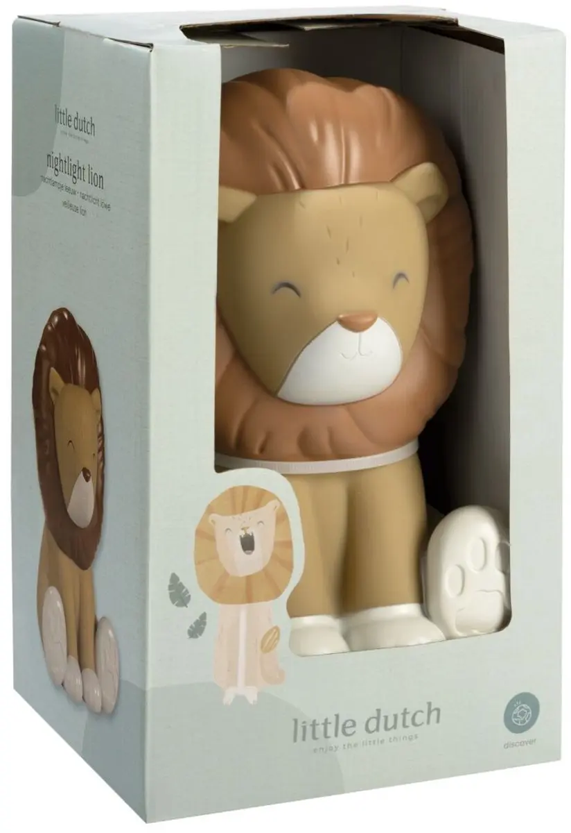 Little Dutch Nachtlampje Leeuw - USB-oplaadbaar - 3 lichtstanden - Bruin - afbeelding 4 van 6
