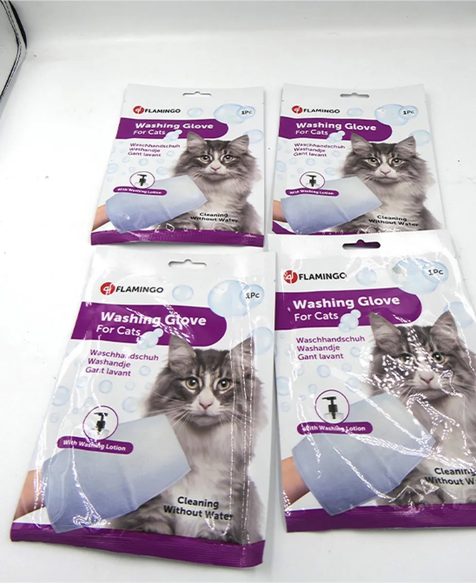 Flamingo Kattenwaslotion Washaandjes