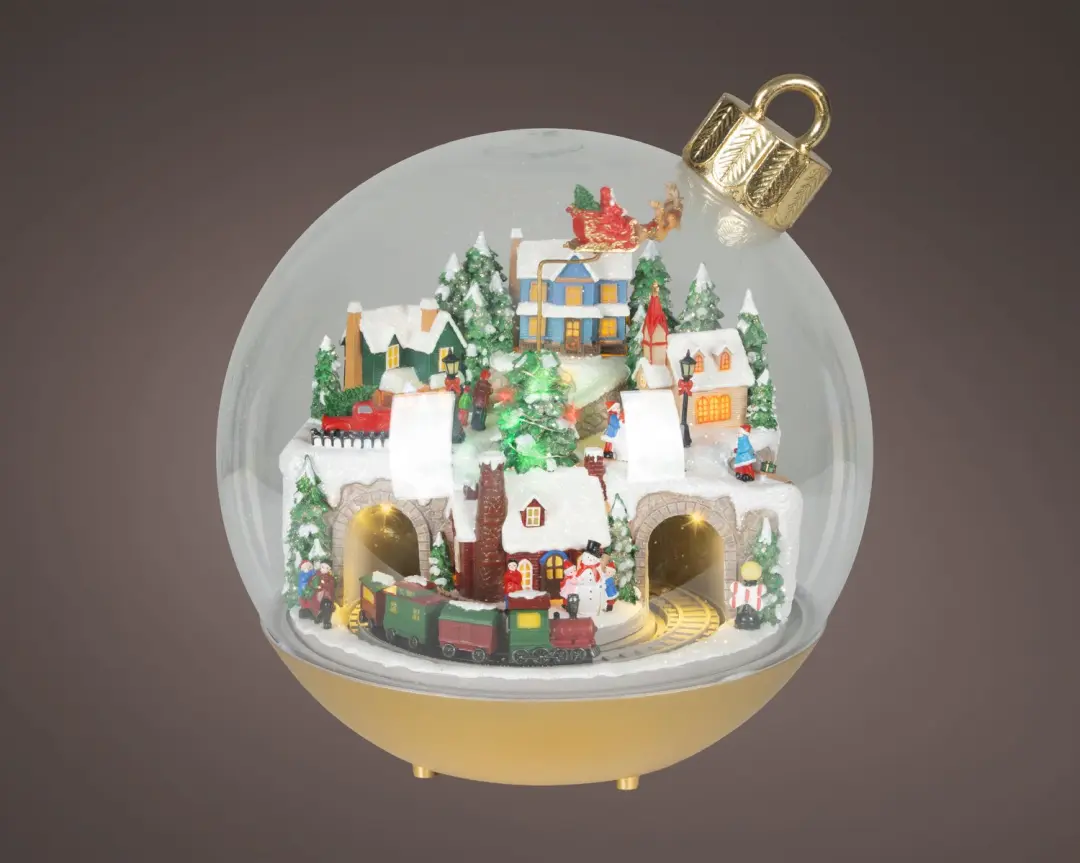 Decoratieve LED kerstbal met kerstdorp H25 D24