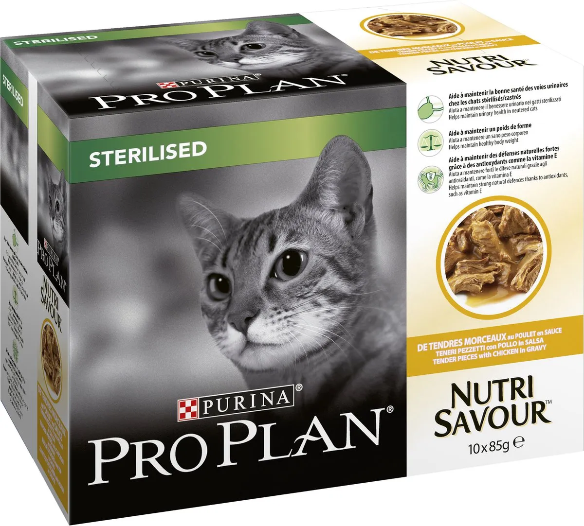 Pro Plan Sterilised Nutrisavour Kattenvoer - Kip - 10x85g