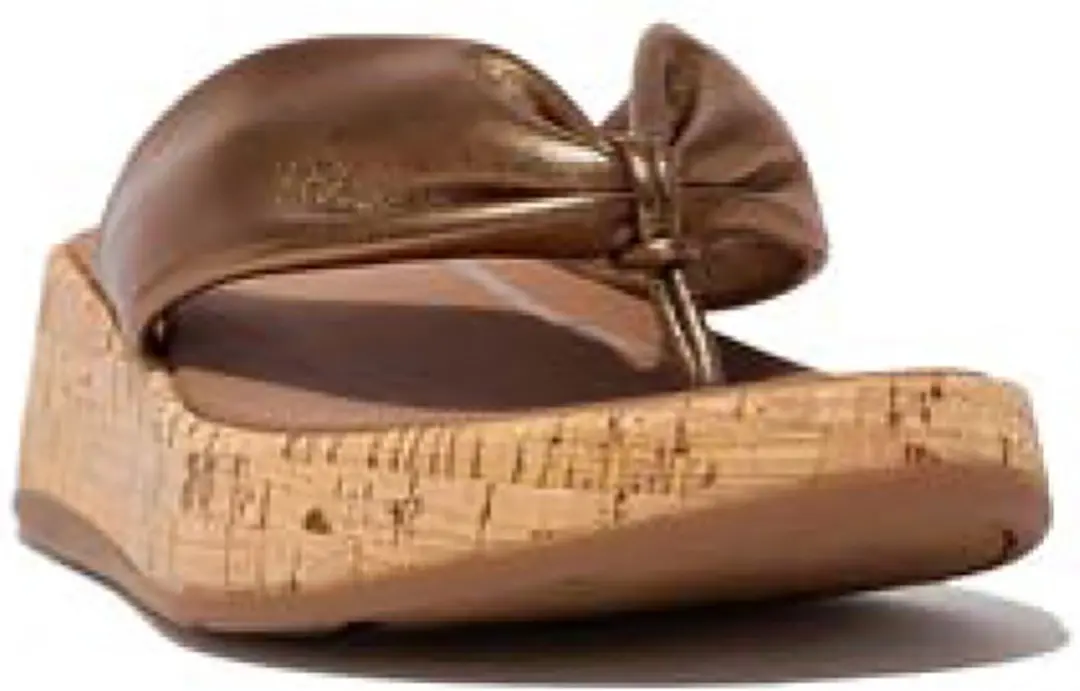 FitFlop FitFlop F-Mode Leather-Twist Flatform Toe-Thongs (Cork) BRUIN