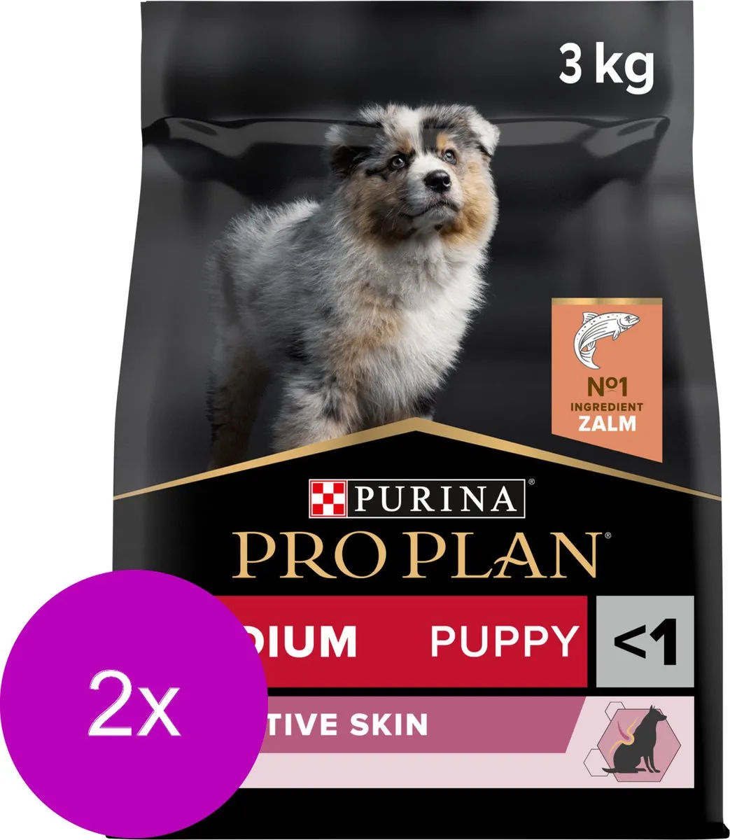 Pro Plan Puppy Medium Gevoelige Huid - Zalm - 2x3kg