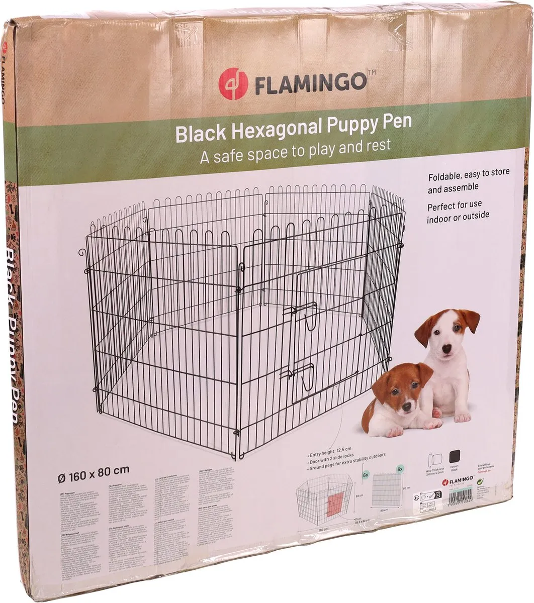Flamingo Jax Puppyren - Zwart 160cm