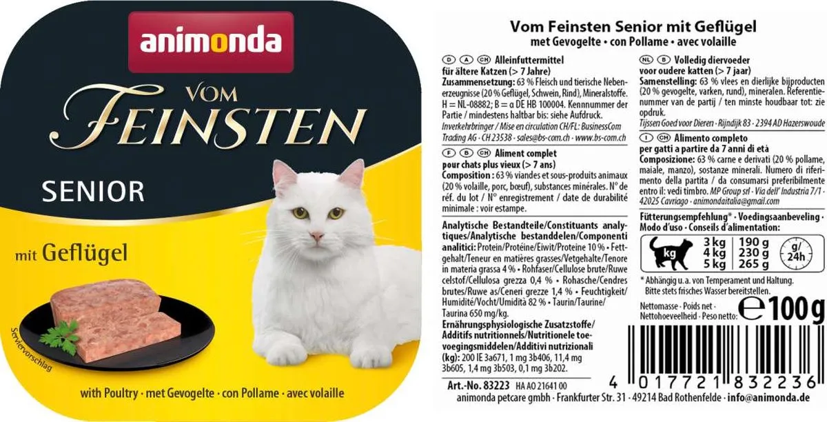 Animonda von Feinsten Senior Kat Voeding - 32 x 100g Gevogelte