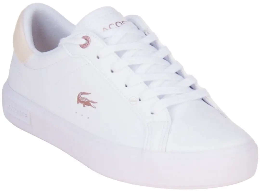 Lacoste Powercourt Junior Kinderschoenen - Wit/Lichtroze - afbeelding 3 van 3