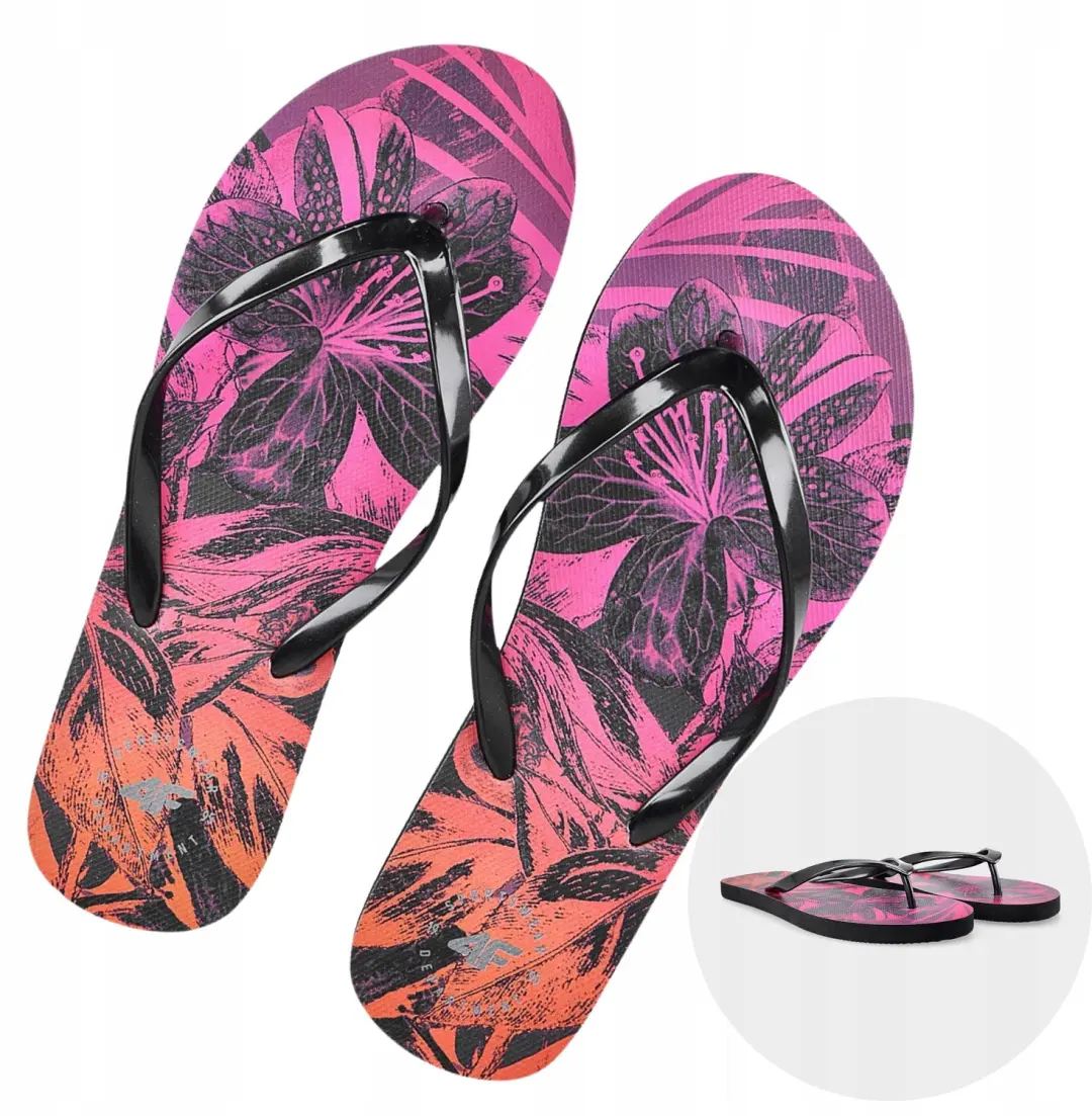 4F Dames Teenslipper Zwart/Roze