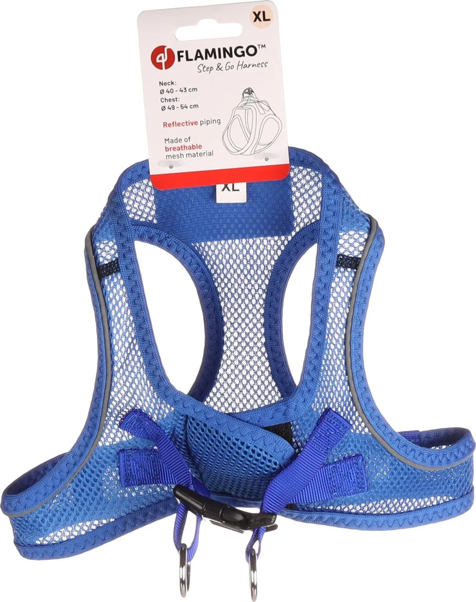 Flamingo Bento Step&go Hondenharnas - Blauw XL 49-54cm