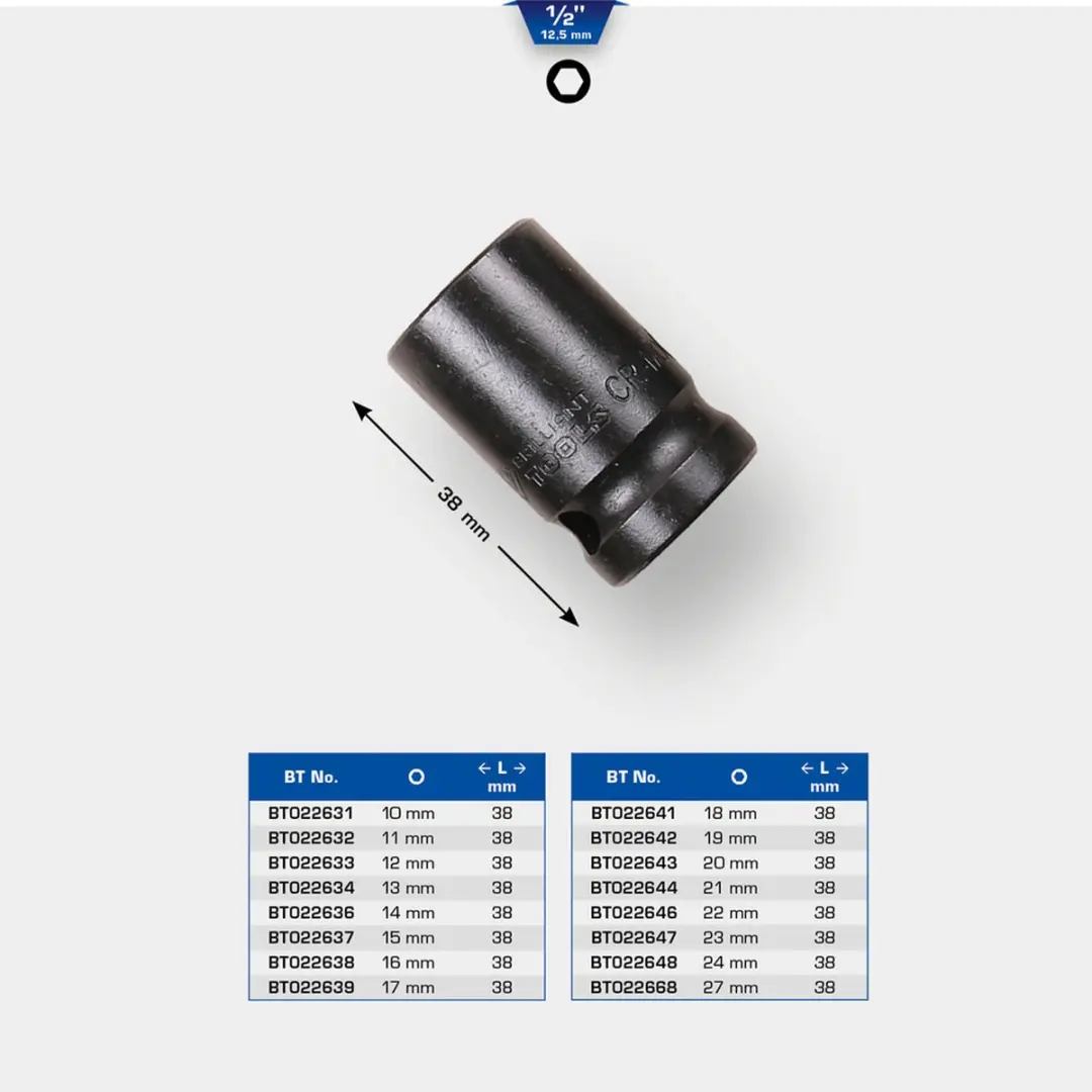 Brilliant Tools BT022647 Krachtdop 1/2" 23 mm kort - afbeelding 2 van 2