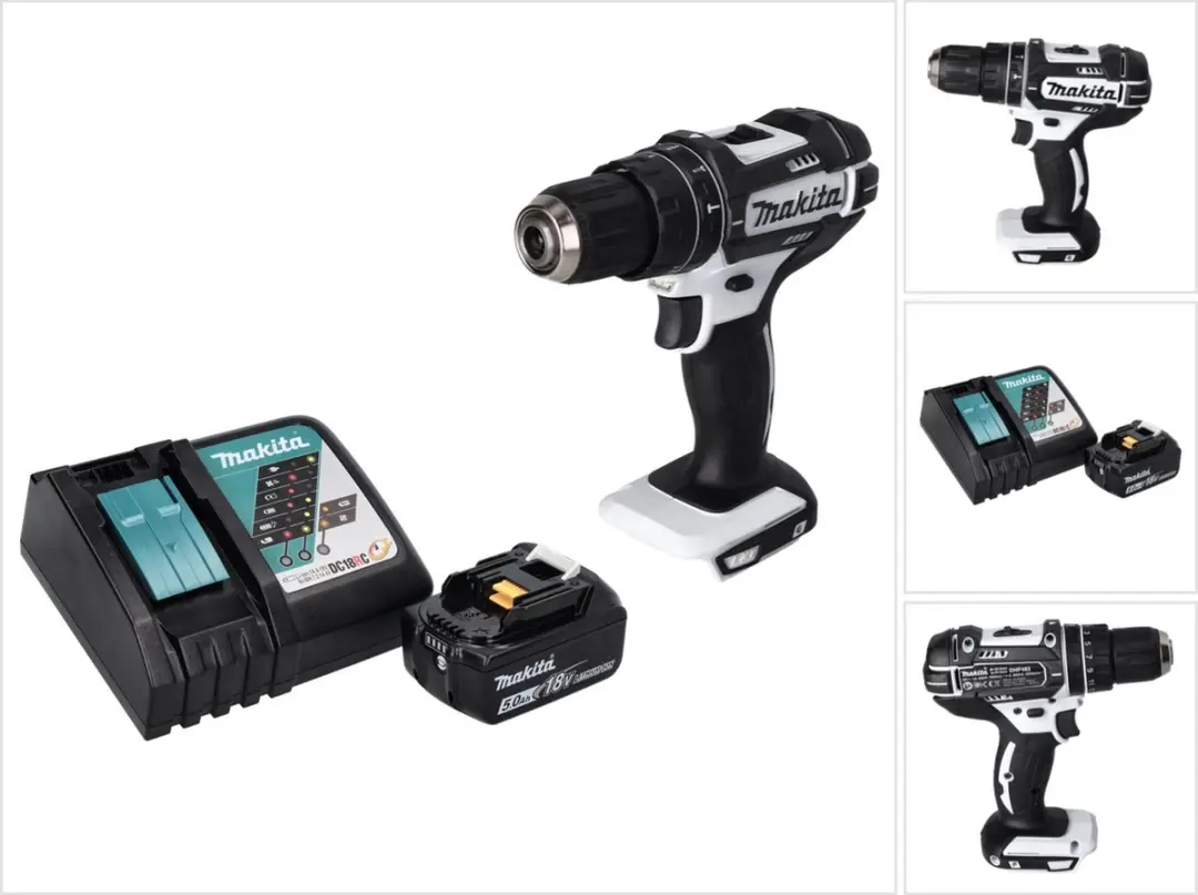 Makita DHP 482 RT1 W accu-slagboormachine 18 V 62 Nm + 1x accu 5,0 Ah + oplader