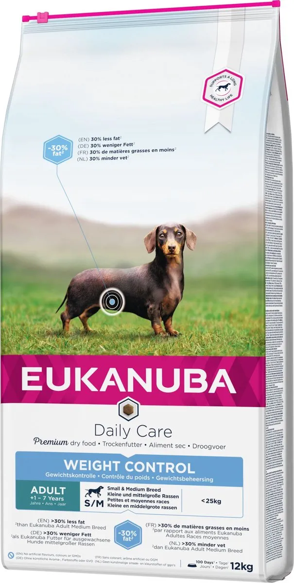 Eukanuba Adult Small & Medium Breed Weight Control Hondenvoer - Kip 2.3kg