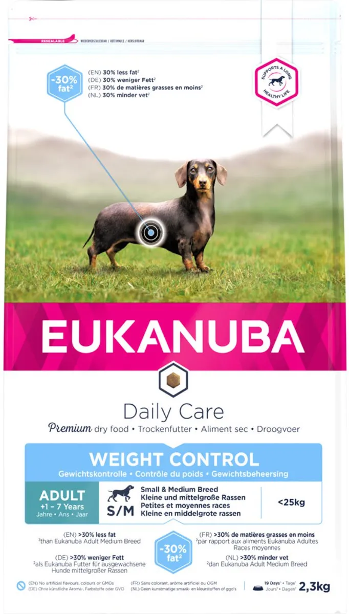 Eukanuba Adult Small & Medium Breed Weight Control Hondenvoer - Kip 2.3kg
