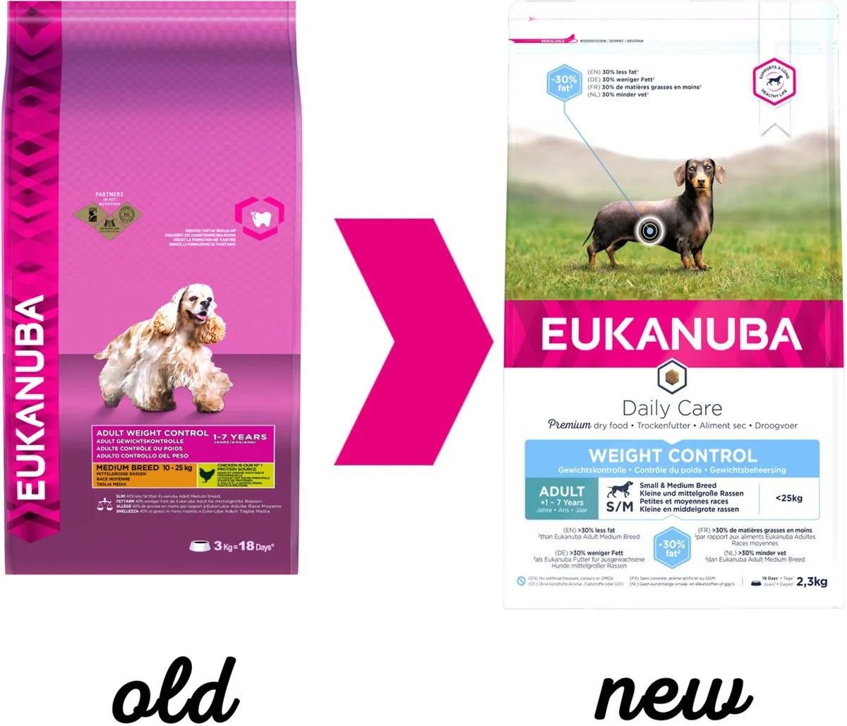Eukanuba Adult Small & Medium Breed Weight Control Hondenvoer - Kip 2.3kg