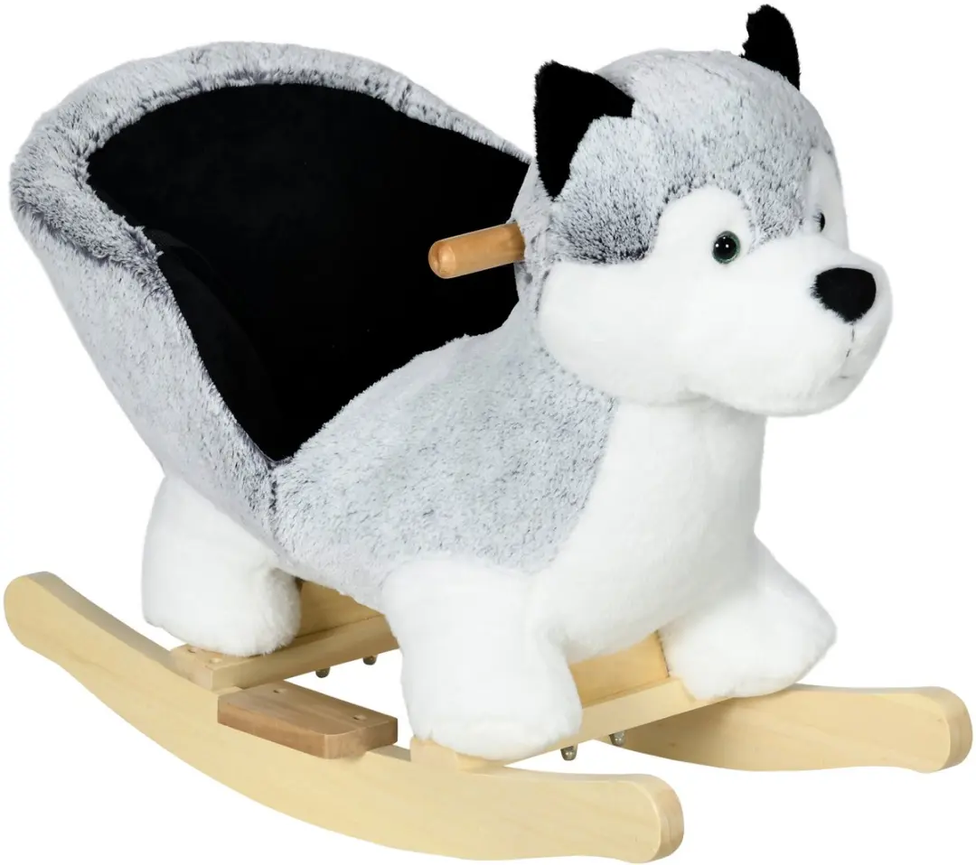 HOMCOM-Kinderschommelpaard-Polyester-60x33x50cm-Grijs