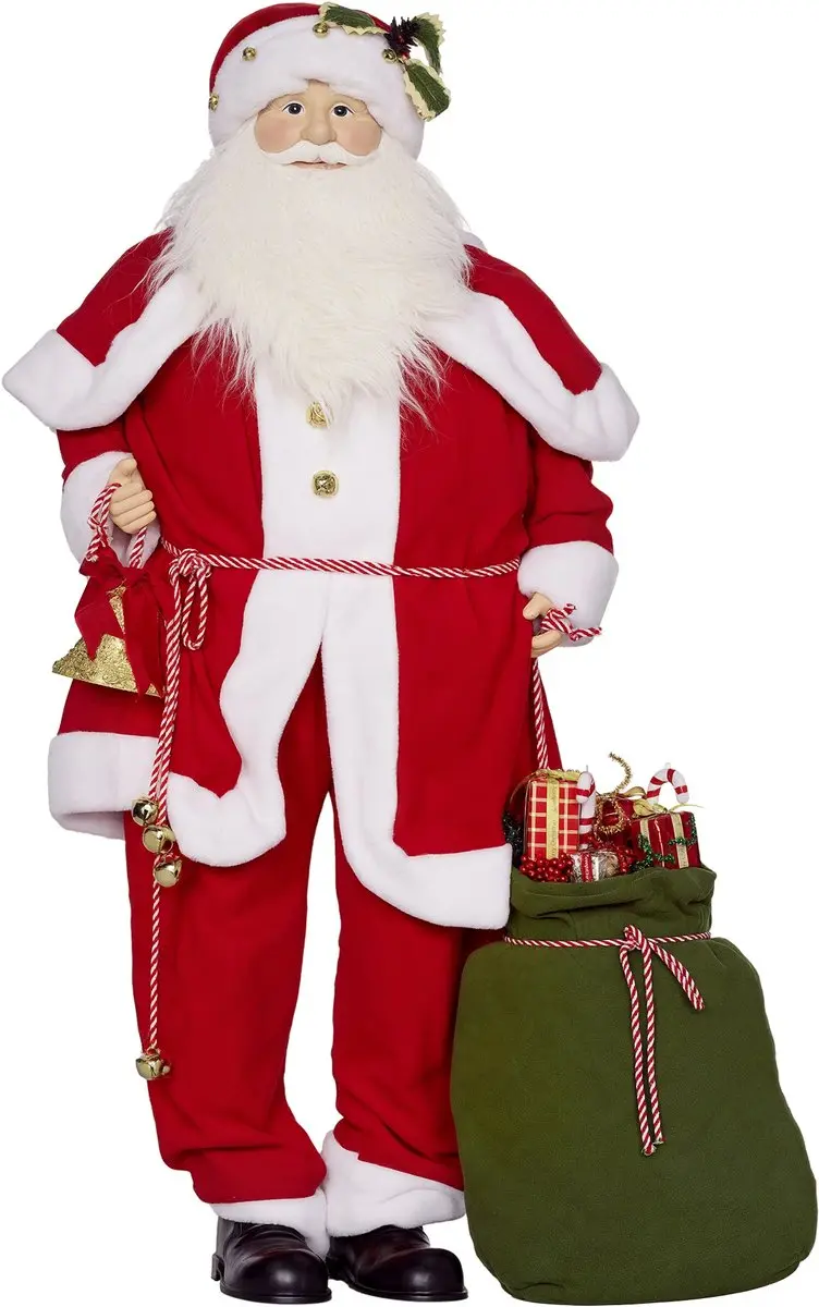HOMCOM Kerstmanfiguur, staande traditionele rode Kerstman 140 cm, spraakbesturin