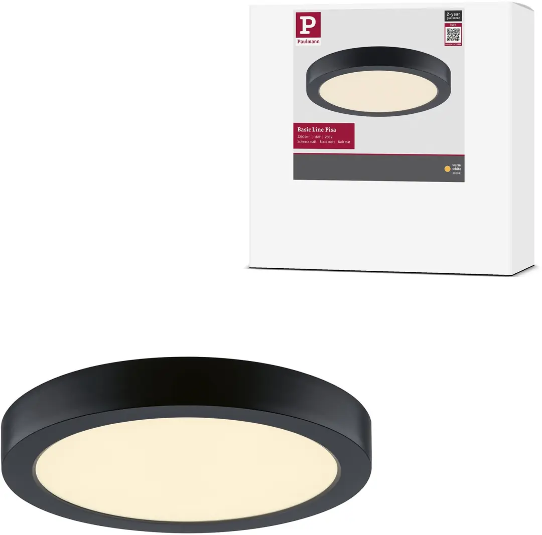 LED-paneel Pisa 3000K 290 mm 1800lm 17,6W Zwart mat