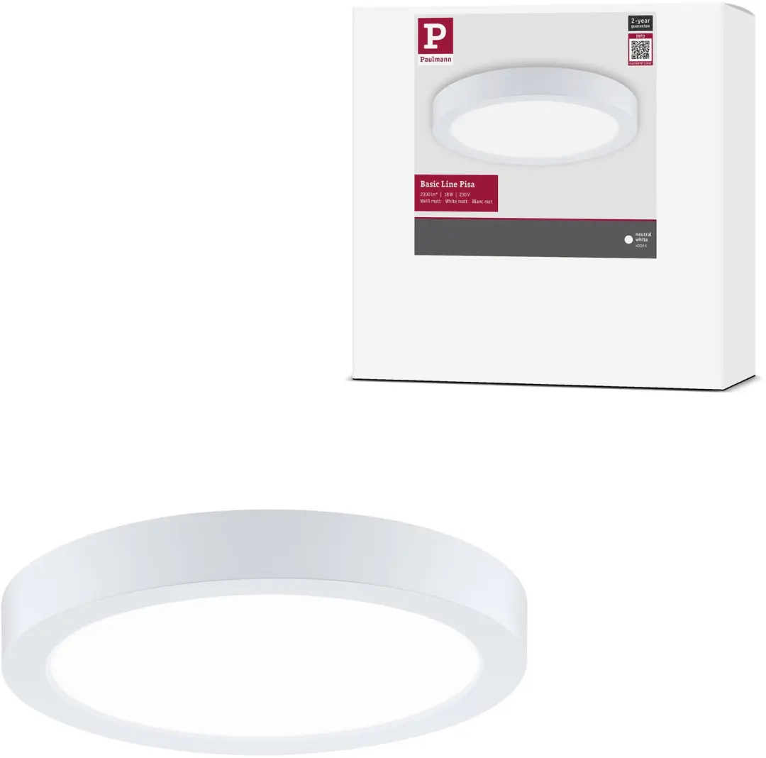 LED-paneel Pisa 4000K 290 mm 1800lm 17W Wit mat