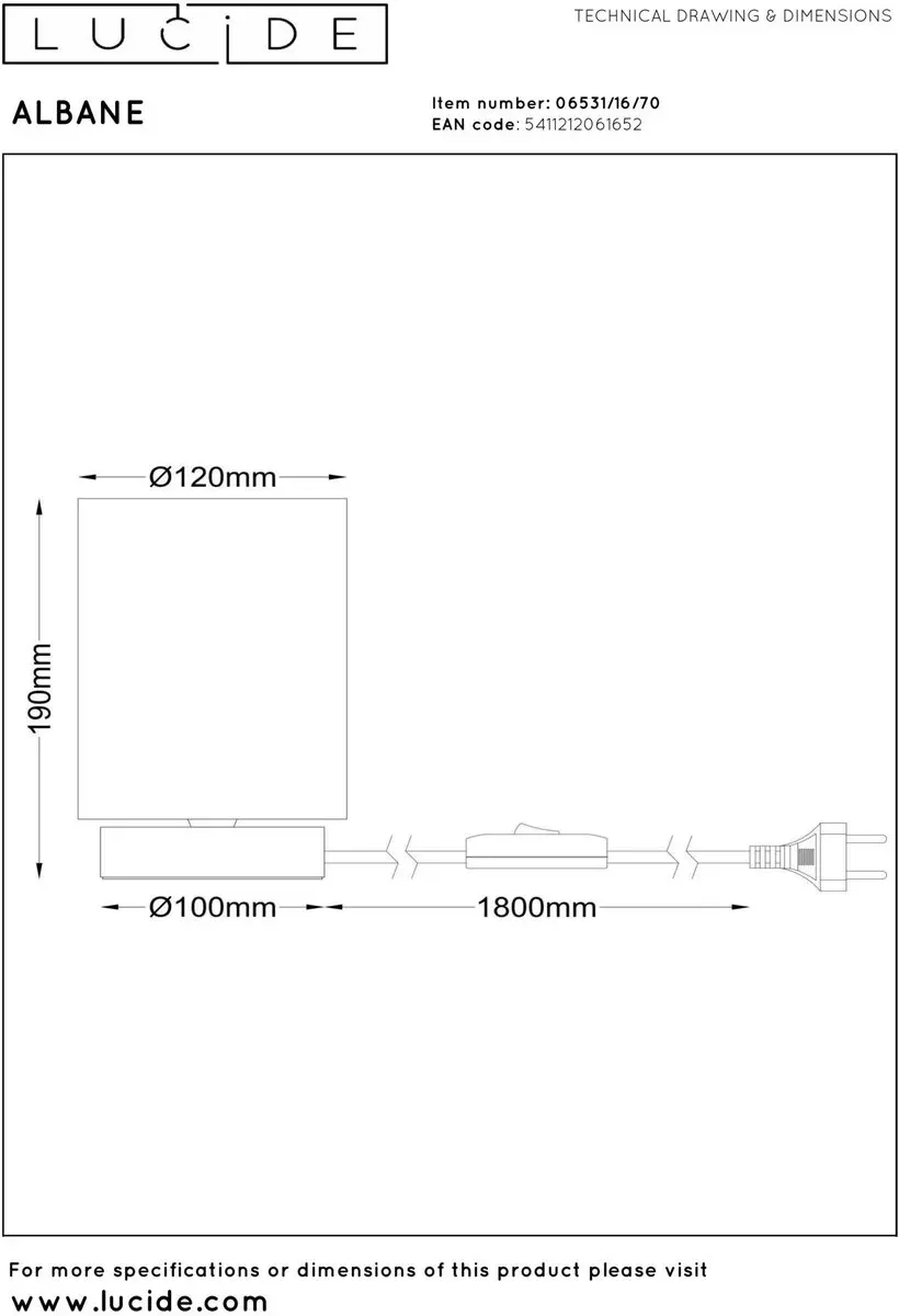 Lucide Albane Tafellamp - 1xE14 - Ø12cm - Donkere Houtlook - afbeelding 6 van 6