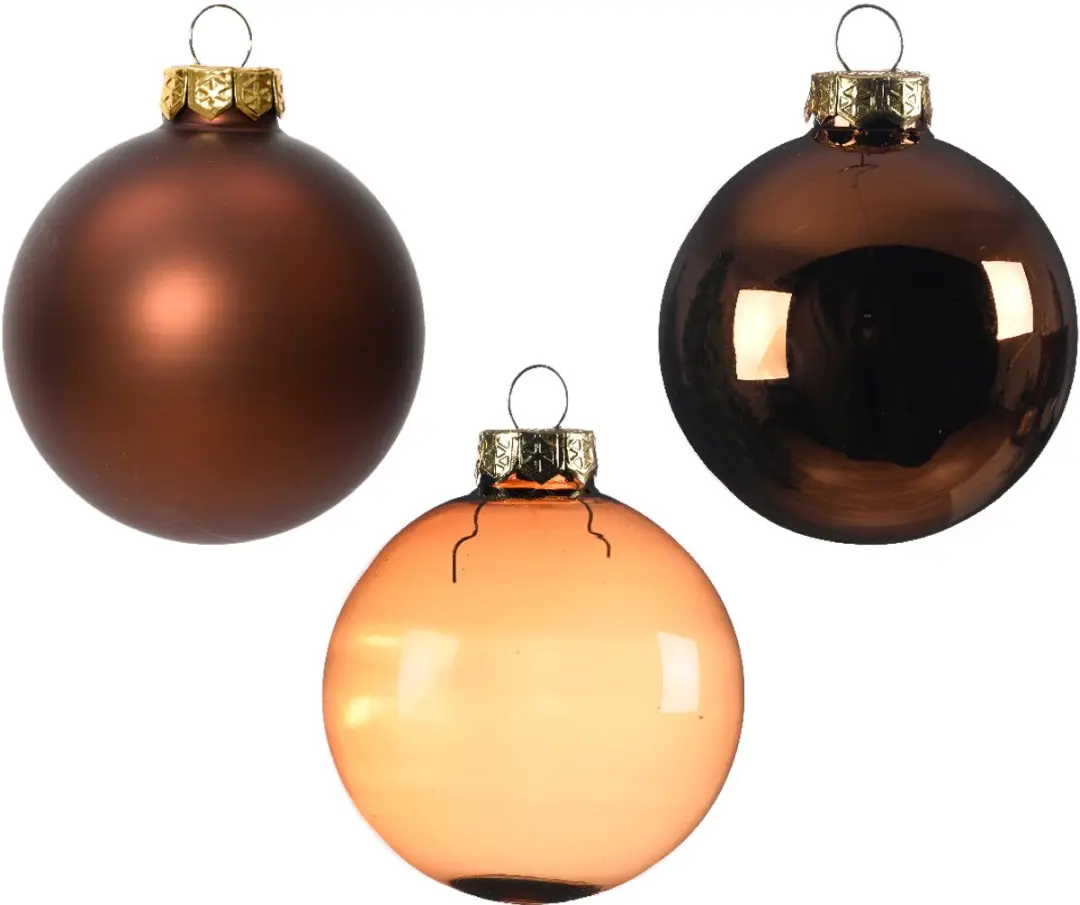 Decoris Kerstballen mix glas bruin - 21-delig - afbeelding 3 van 3