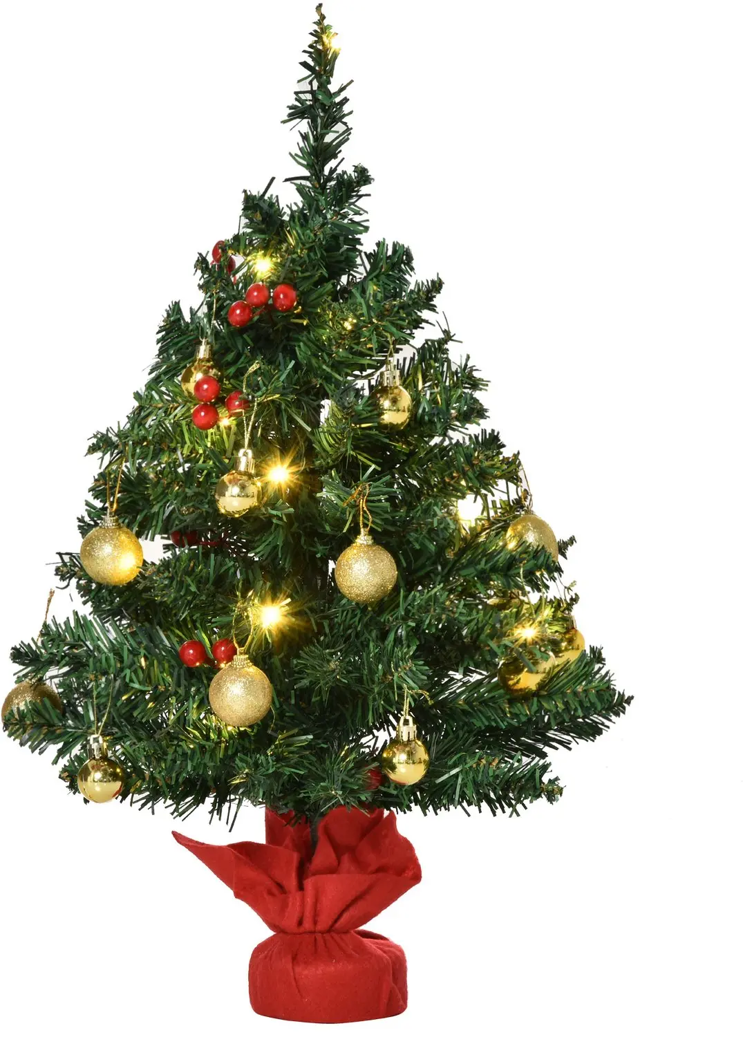 ECTEATOY® Mini Kunstkerstboom met Verlichting en Decoratie