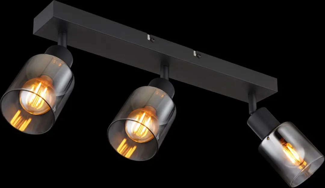 Globo Hubertus Plafondlamp 3-lichts - E14 - Zwart - afbeelding 3 van 6