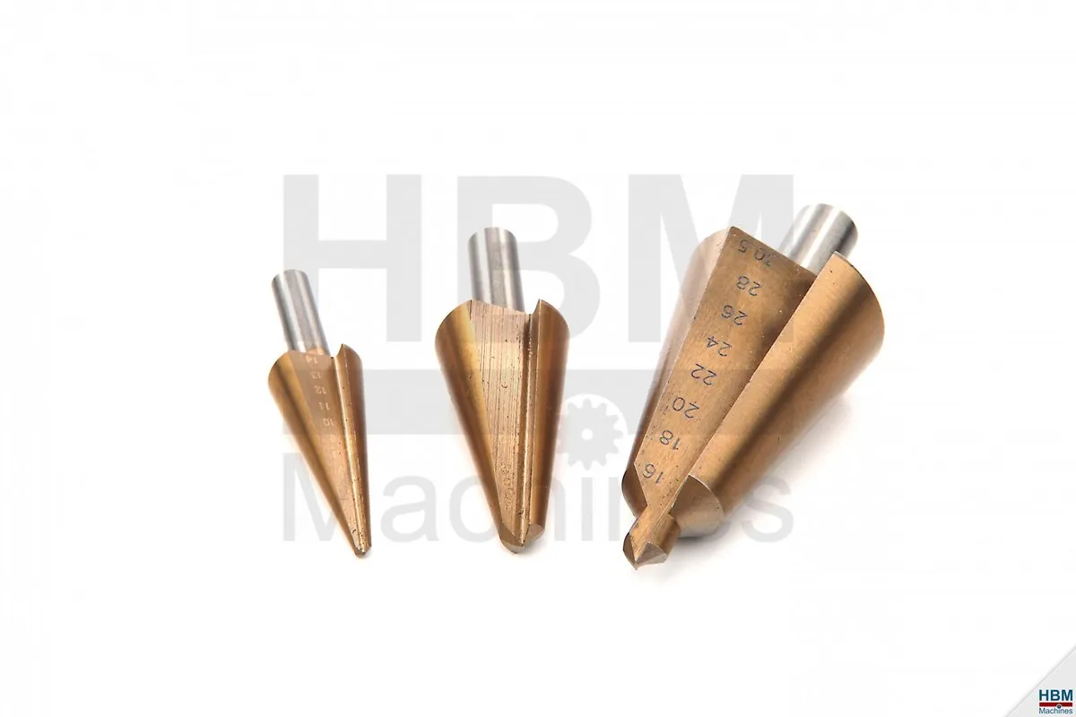 HBM 3-delige Conische Plaatborenset 32cm - Tin Coating