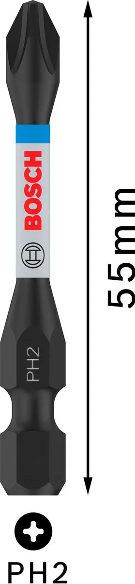 Bosch Professional 2 PRO BITS IMPACT PH2 55mm - 2 Stuks