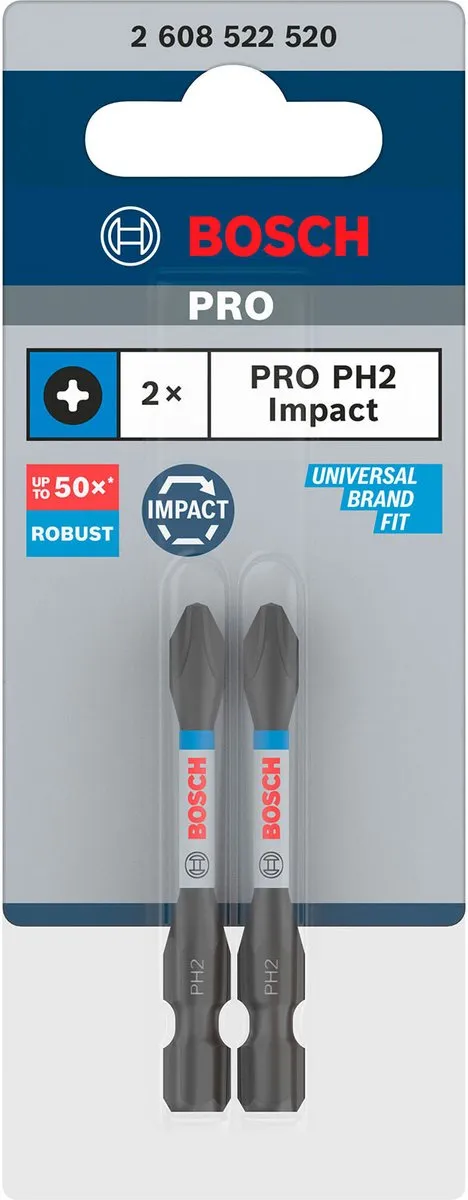 Bosch Professional 2 PRO BITS IMPACT PH2 55mm - 2 Stuks