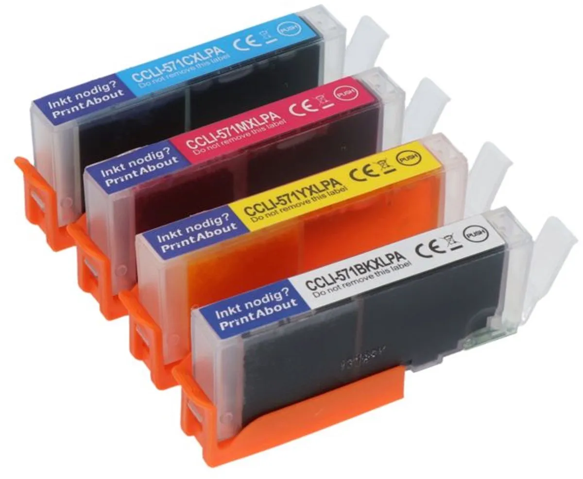 PrintAbout Canon CLI-571BK/C/M/Y Inktcartridge 4-kleuren - 4x60ml